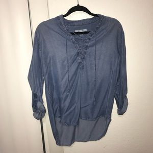 CUTE DENIM  LACE UP TOP